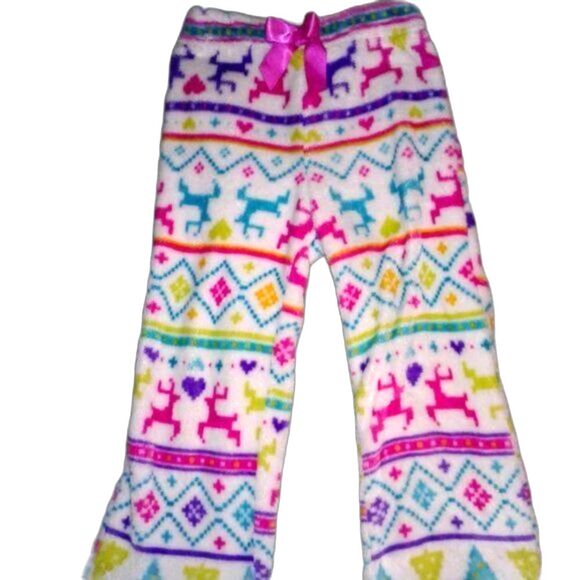 Komar Kids Girls Fleece PJ Loungewear Pants Soft Hearts Colorful Size XS 4/5 - Picture 1 of 3